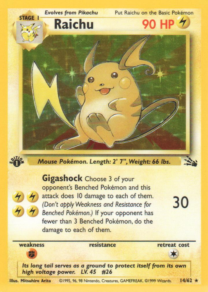 Raichu - 14/62 - Holo Rare - 1st Edition